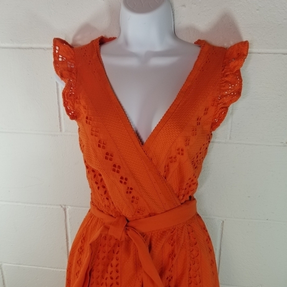 J Crew all over eyelet midi wrap dress resort orange - Picture 13 of 15